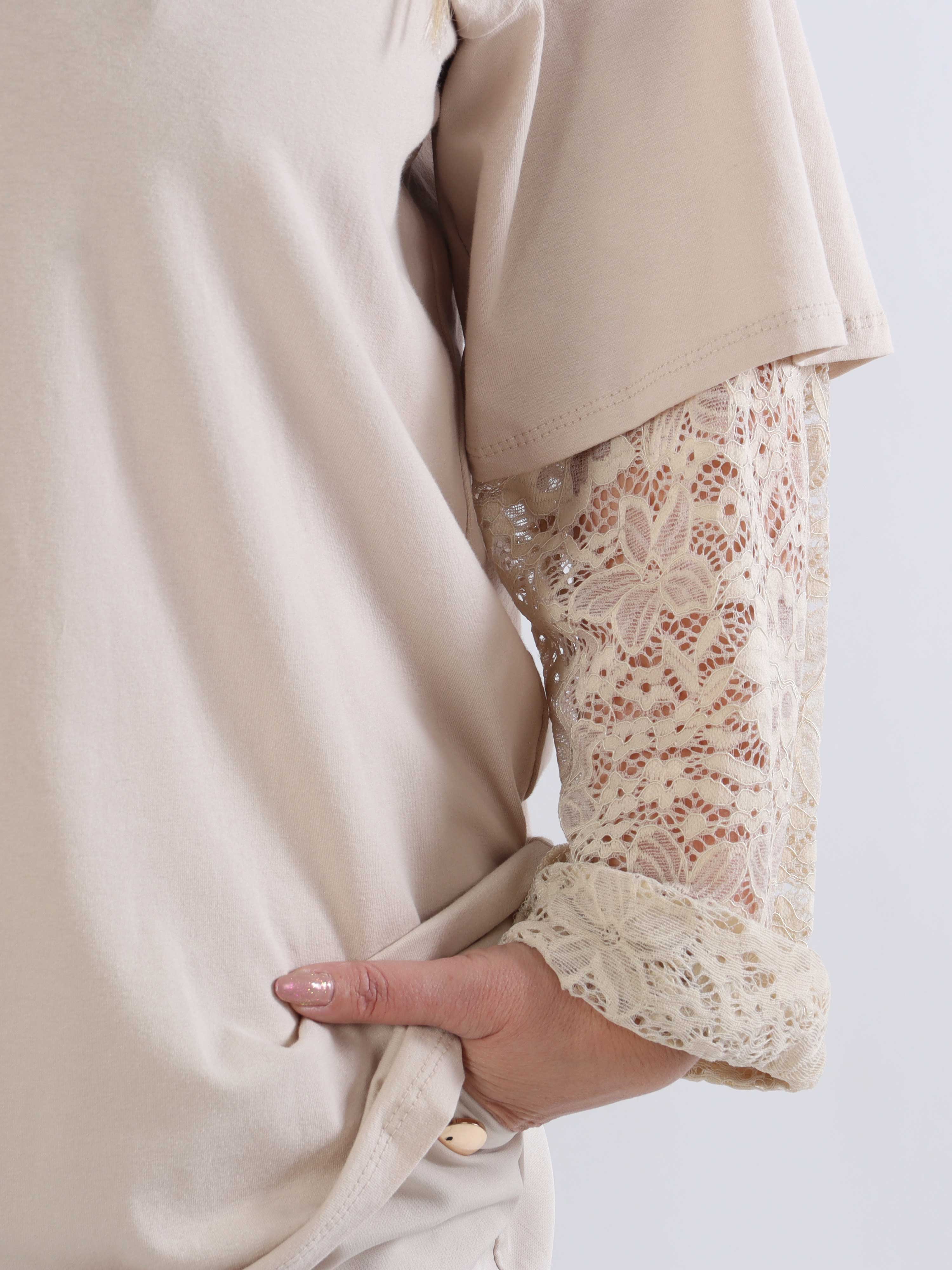 Valerie - T-shirt i bomuld med lange blonde ærmer